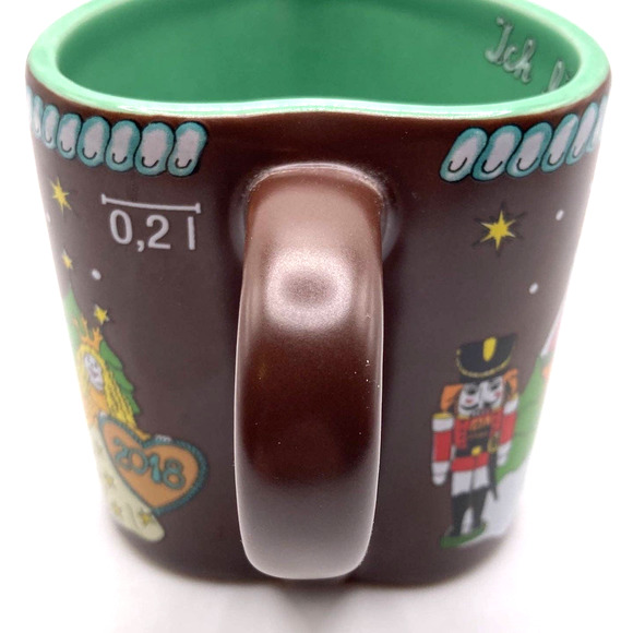 2018 Christkindlmarket Chicago Heart Shaped Mug Green & Brown Ich Liebe - Picture 5 of 9
